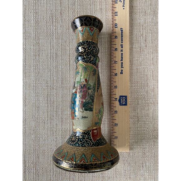 SATSUMA, VINTAGE HAND PAINTED, CANDLE HOLDERS - Picture 7 of 10